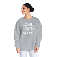 Load image into Gallery viewer, Love Light & No BS Sweatshirt in Grey/White