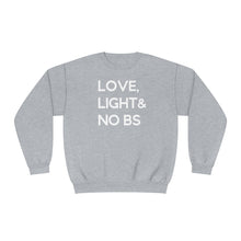 Load image into Gallery viewer, Love Light & No BS Sweatshirt in Grey/White